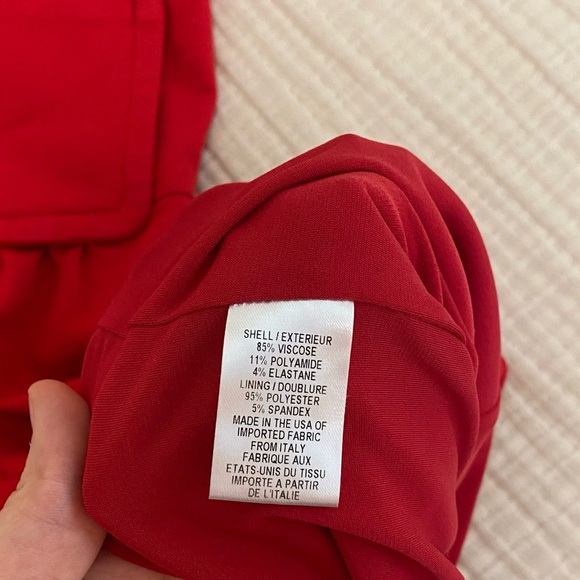 Milly Red Short Sleeve Belted Pencil Dress - Picture 6 of 9